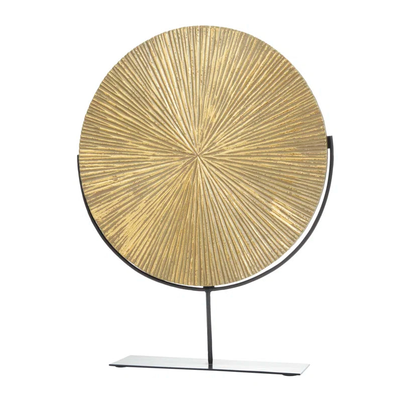 Vonny Metal Carved Starburst Decorative Sculpture with Stand