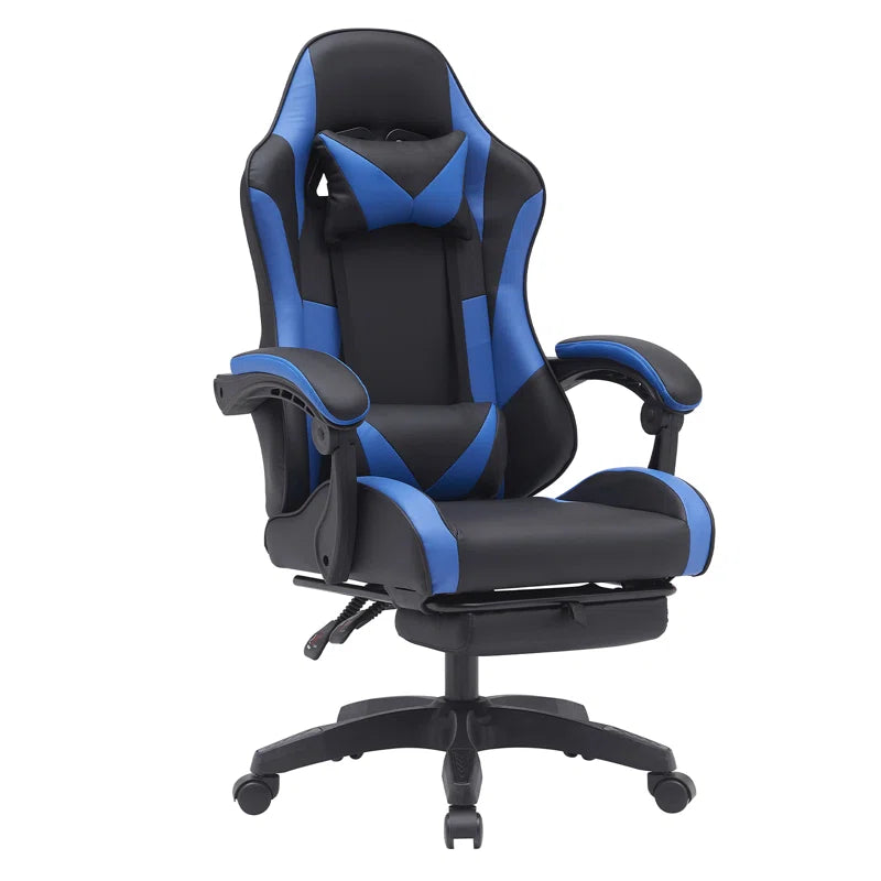 Knoble Adjustable Reclining Ergonomic Faux Leather Swiveling PC & Racing Game Chair with Footrest