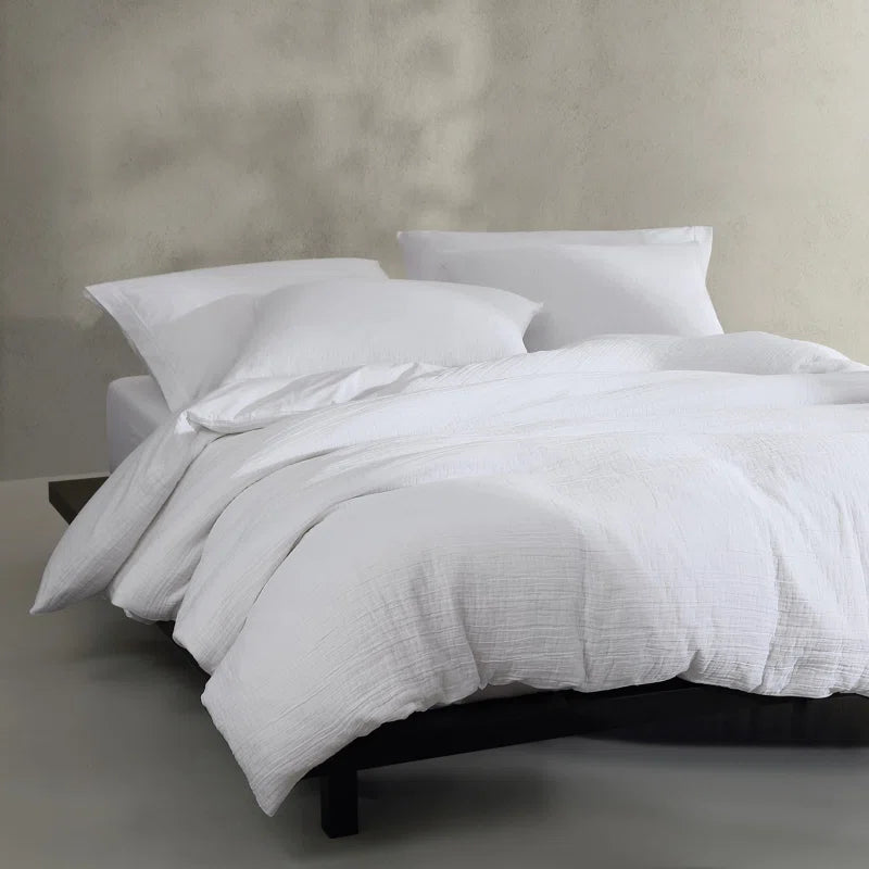 Washed Texture Solid Cotton Duvet Cover Set