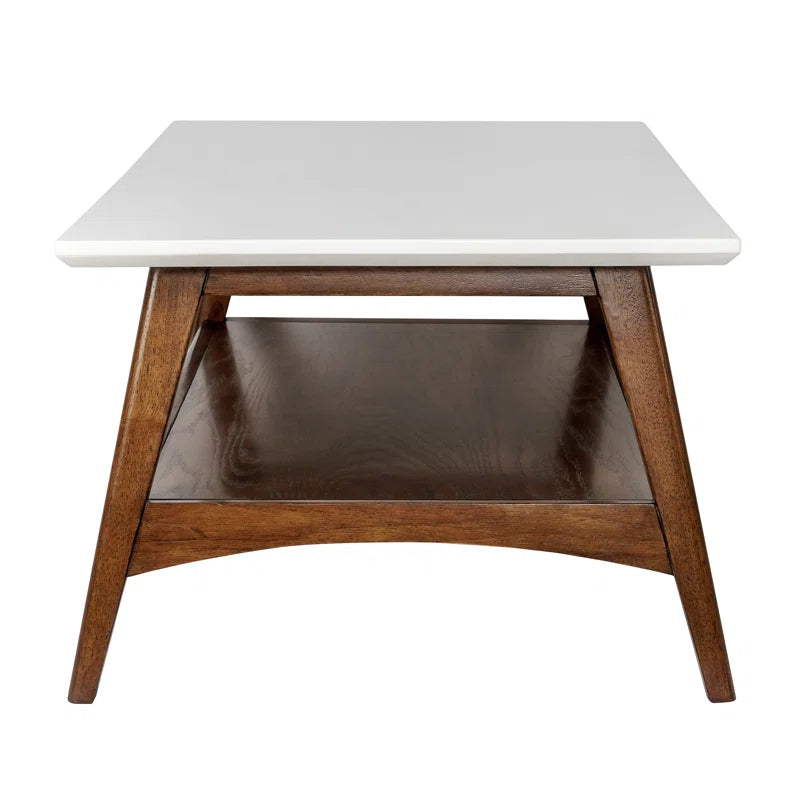Parker Modern Coffee Table with Open Shelf & White Top