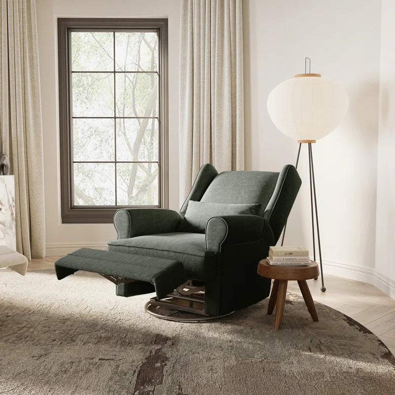 34" Wide Upholstered Manual Swivel Rocking Recliner