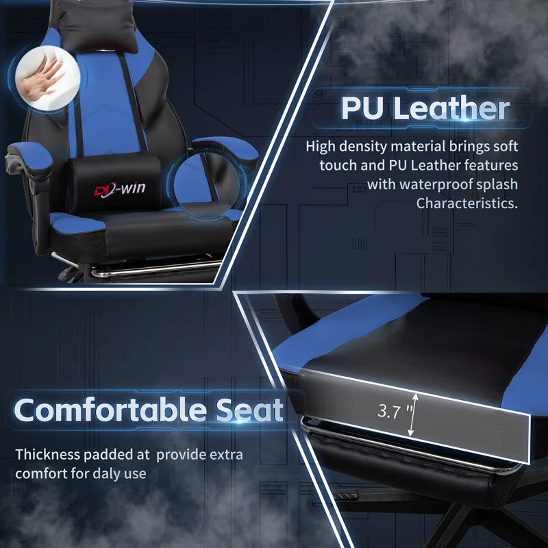 Adjustable Game Chair Swiveling PC & Racing with Footrest
