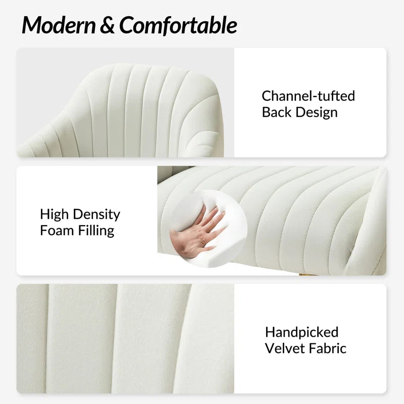 Adan Modern Velvet Task Chair with Wood Frame and Back