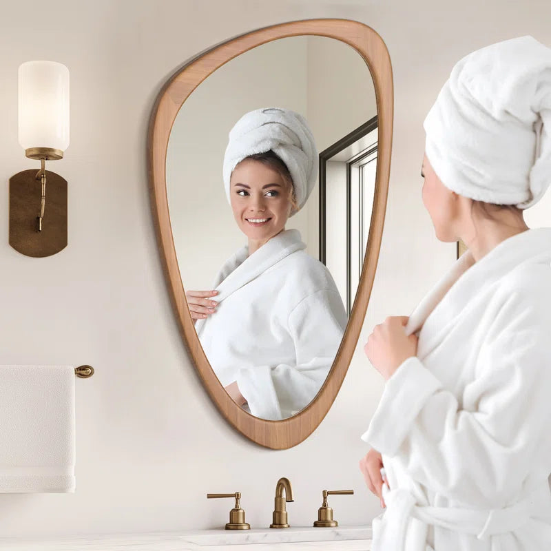 Cotesfield Wood Accent Mirror Irregular Decorative Mirror Asymmetrical Mirror