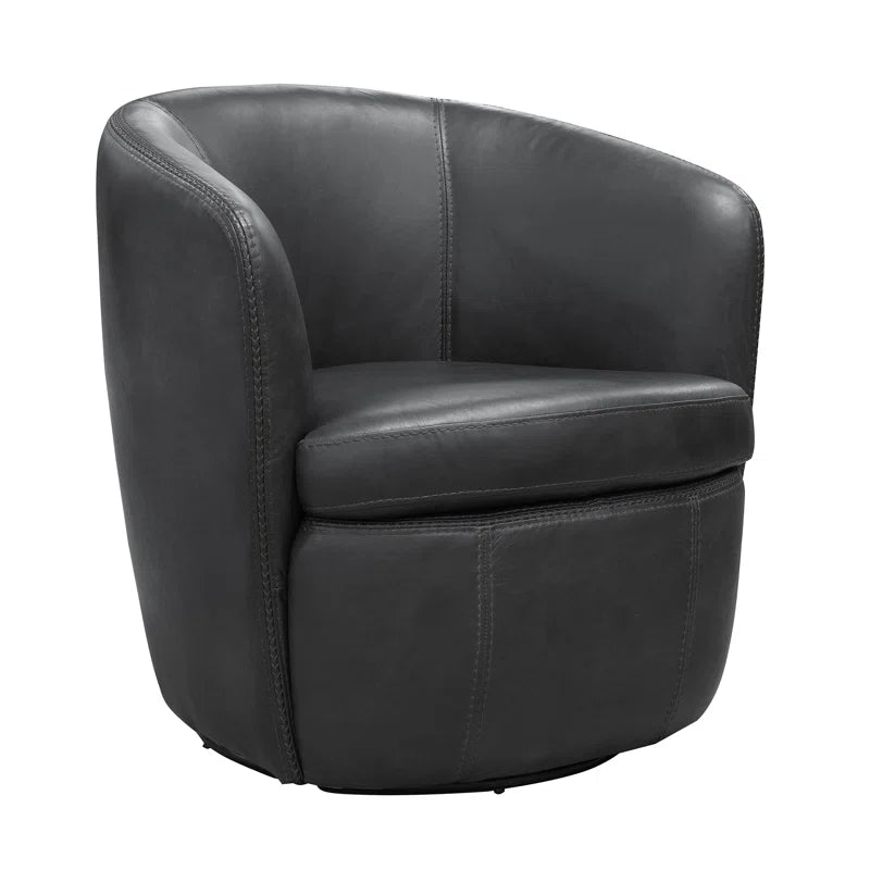 Azurdee Top Grain 100% Genuine Italian Leather Swivel Barrel Chair
