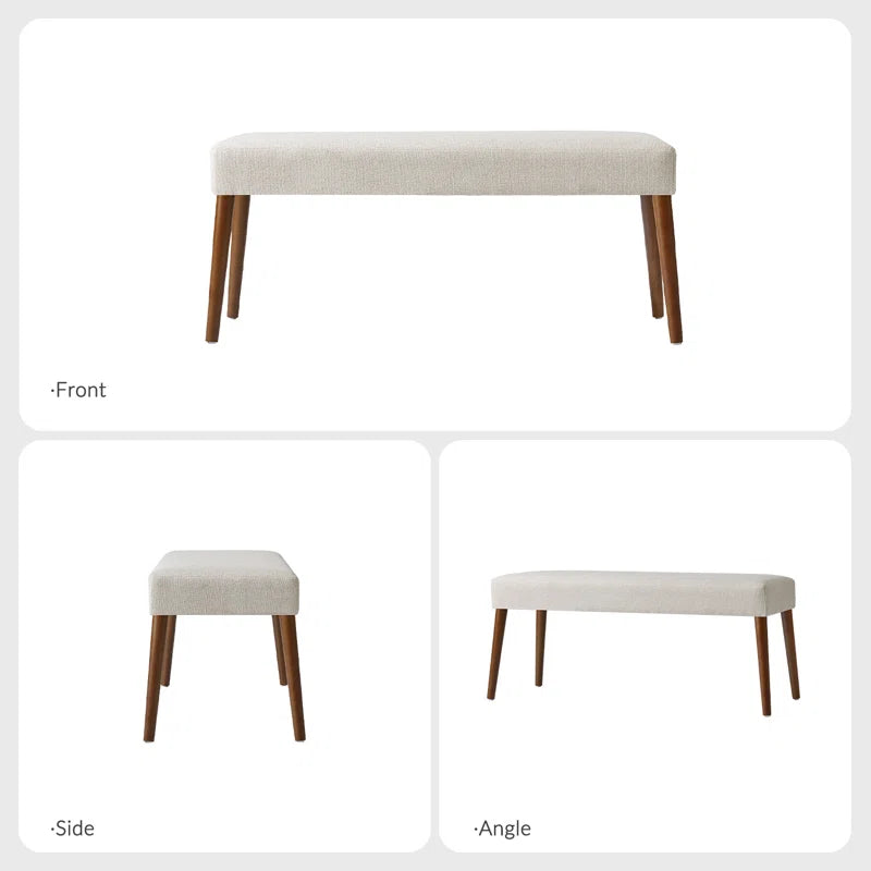Duplessis 44"W Modern Bench with Solid Wood Legs and Foot Pads