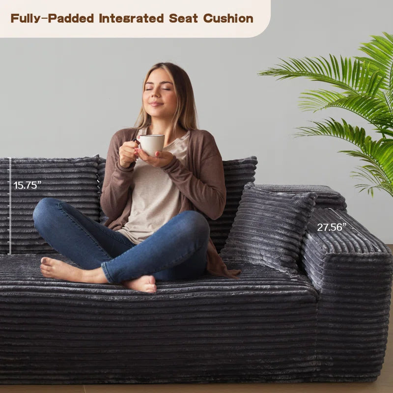 Modern Upholstered Shuster with Pillows - Spacious U - Shaped No Assembly Required for Living Room Comfort Free Combination