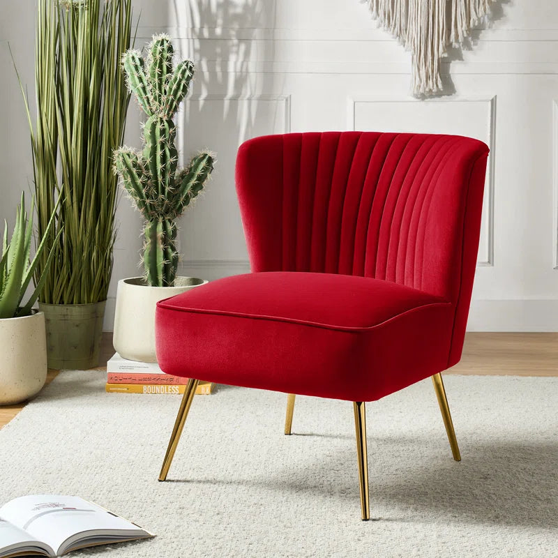 Euclid Velvet Accent Chair with Metal Legs