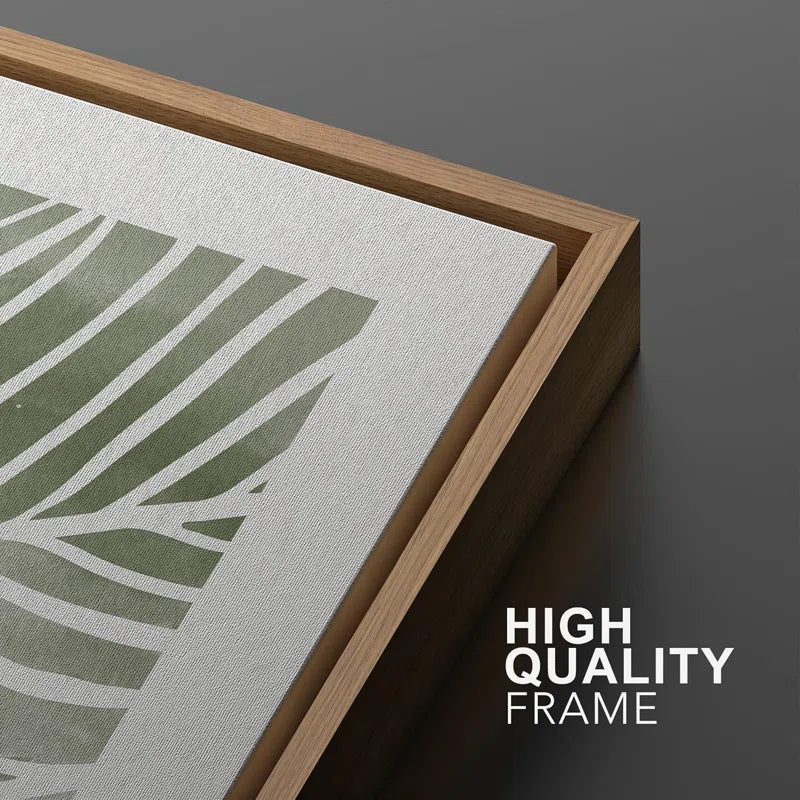 Abstract Botanical Sage Green Tropical Abstract Palm Tree Leaves Modern Art Simple Framed Canvas 2 Piece Print Wall Art