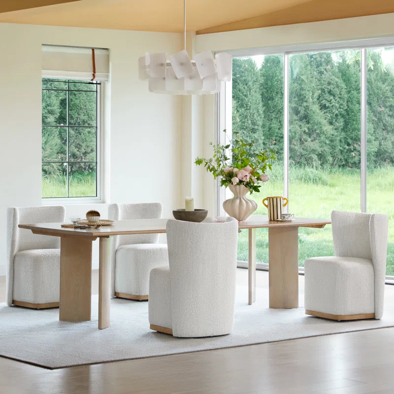 Geelt Upholstered Wingback Dining Chairs with Casters