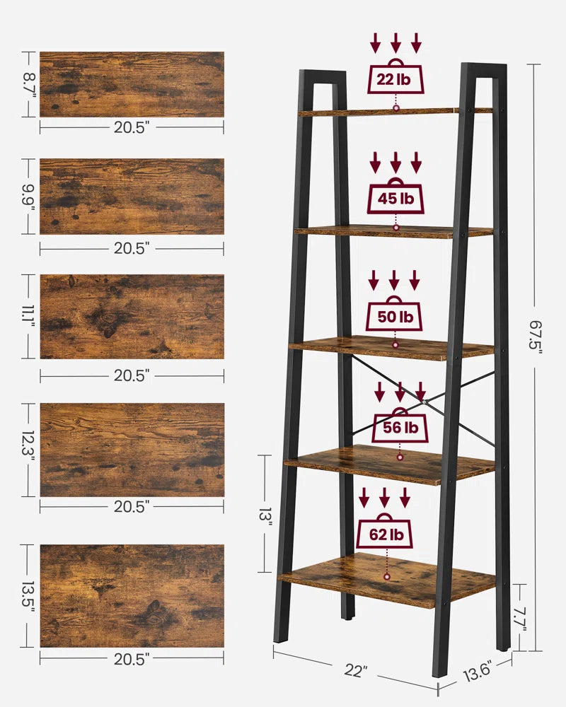 Jabari 67.7" H X 22" W Metal Ladder Bookcase