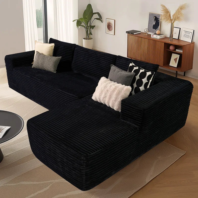 Nathasa 2 - Piece No Assembly Required Upholstery Sofa, Free Combination Cloud Sectional Couch with L-Shape Chaise, Deep Seat Modular Sofa for Living Room Bedroom