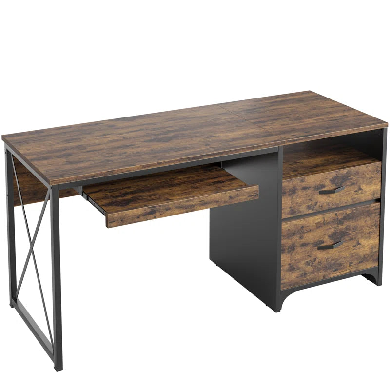 Labelle 55" W Writing Study Computer Table Workstation with Keyboard Tray
