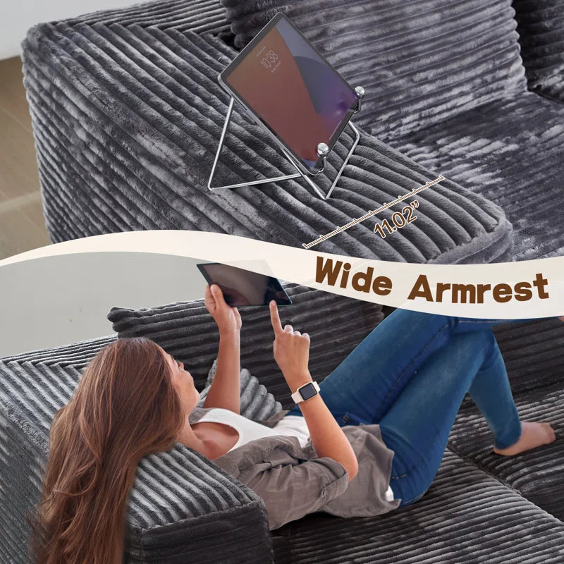 Modern Upholstered Shuster with Pillows - Spacious U - Shaped No Assembly Required for Living Room Comfort Free Combination
