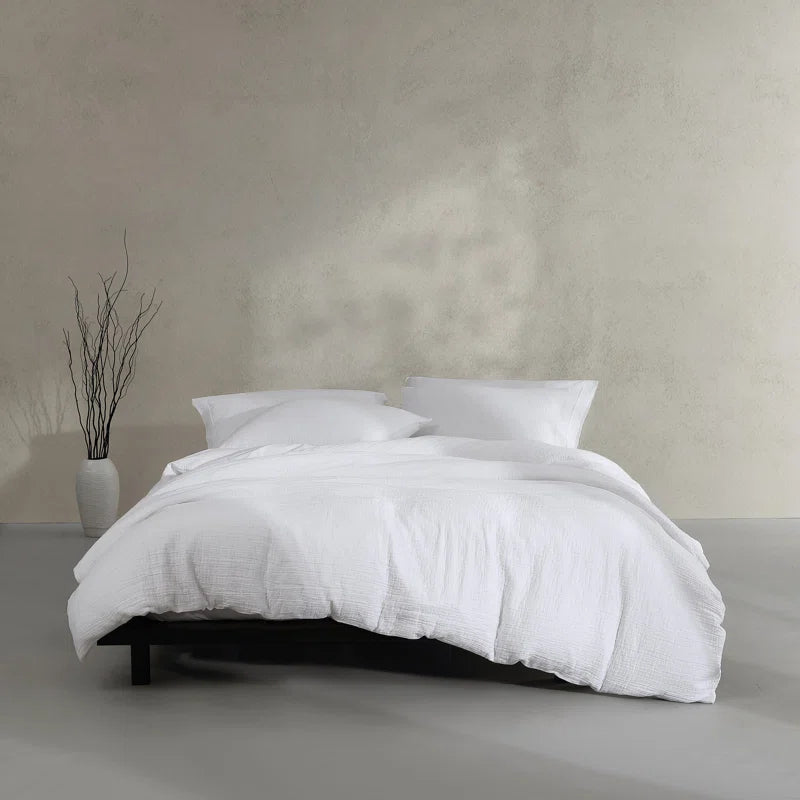 Washed Texture Solid Cotton Duvet Cover Set