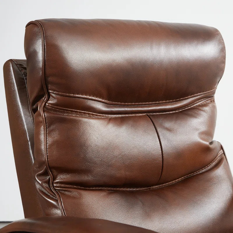 Elvina Genuine Leather Swivel Power Recliner