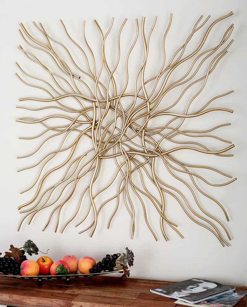 Gold Metal Overlapping Lines Abstract Home Wall Decor