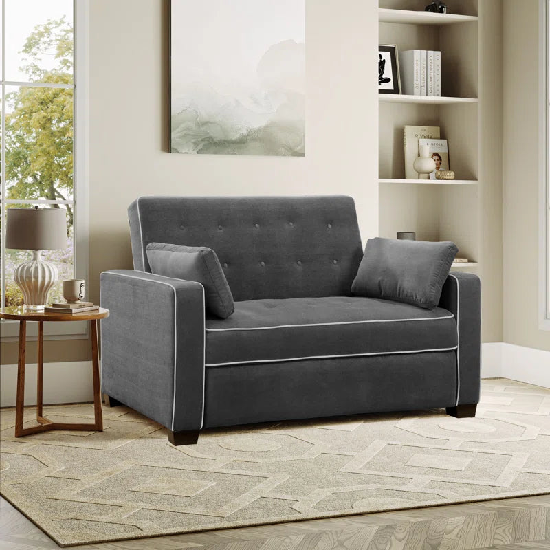 Monroe 72.6" Queen Square Arm Tufted Back Convertible Sleeper Sofa with Cushions