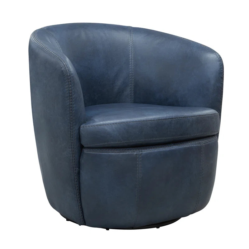 Azurdee Top Grain 100% Genuine Italian Leather Swivel Barrel Chair