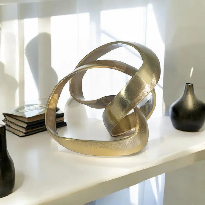 Modern Aluminum Abstract Interwoven Decorative Sculpture