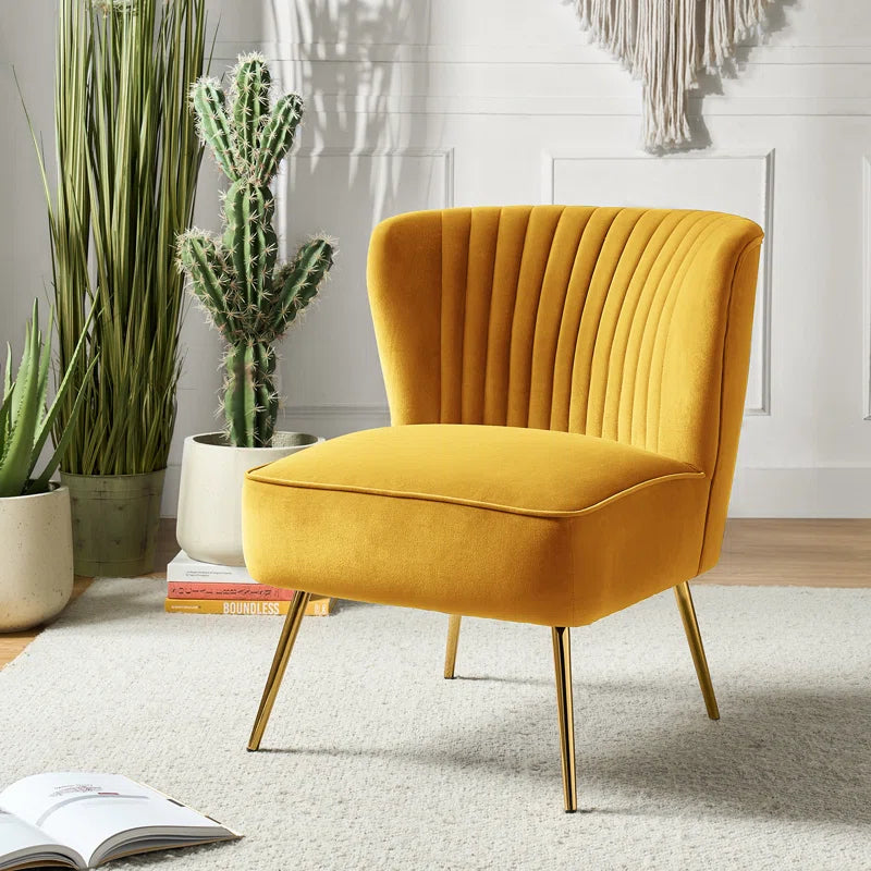 Euclid Velvet Accent Chair with Metal Legs