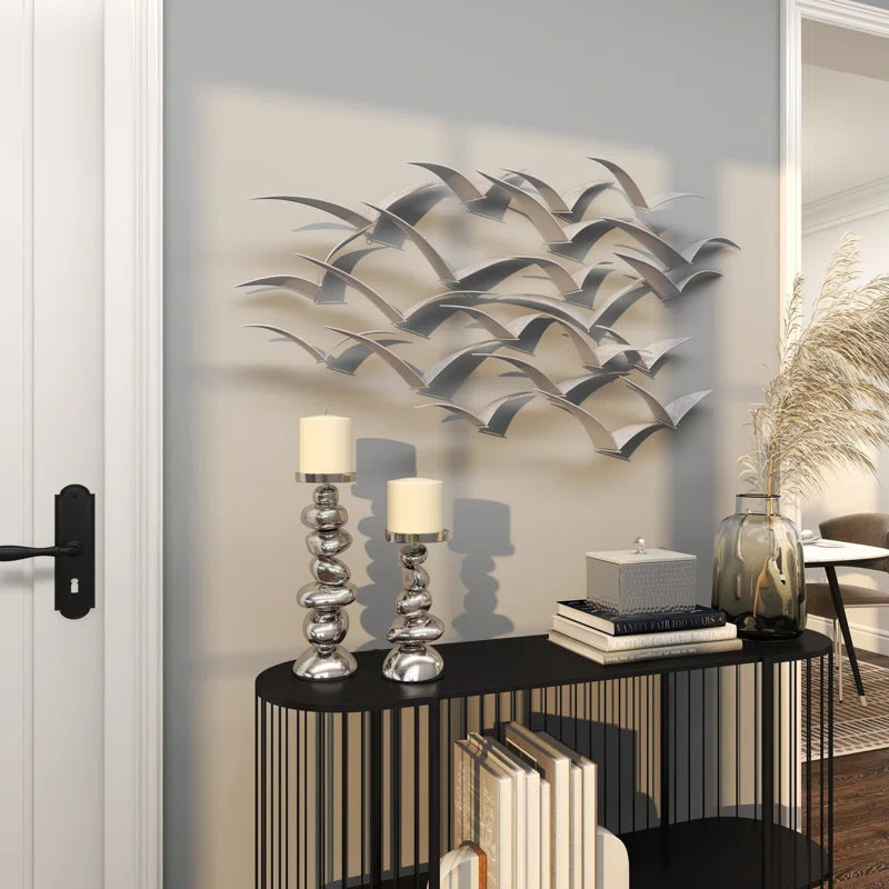 Metal Flying Flock of Bird Home Wall Decor