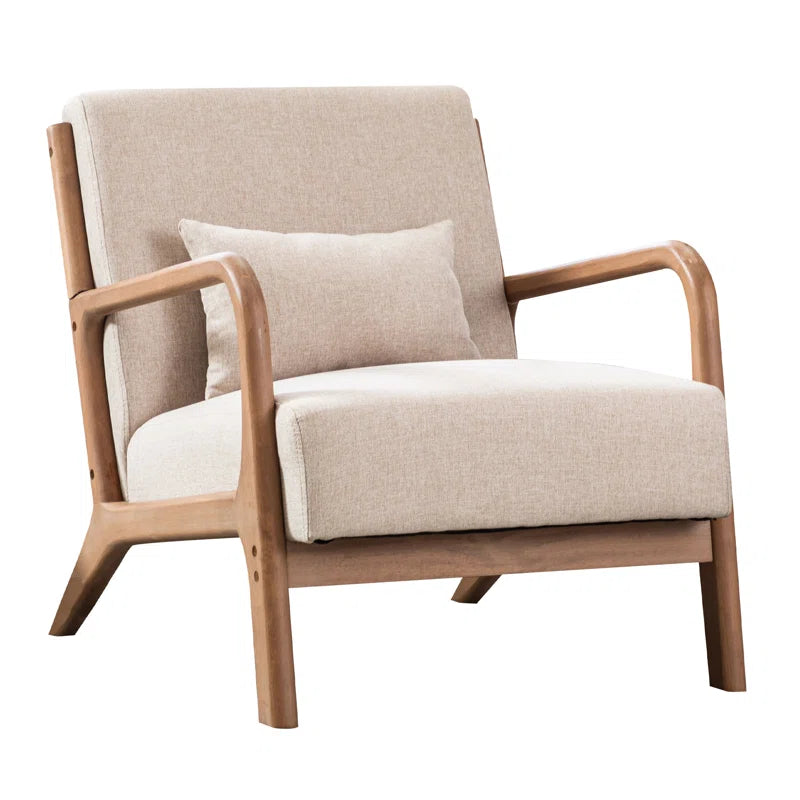 Hertford 26" Wide Mid Century Upholstered Solid Wood Accent Chair with an Extra Pillow