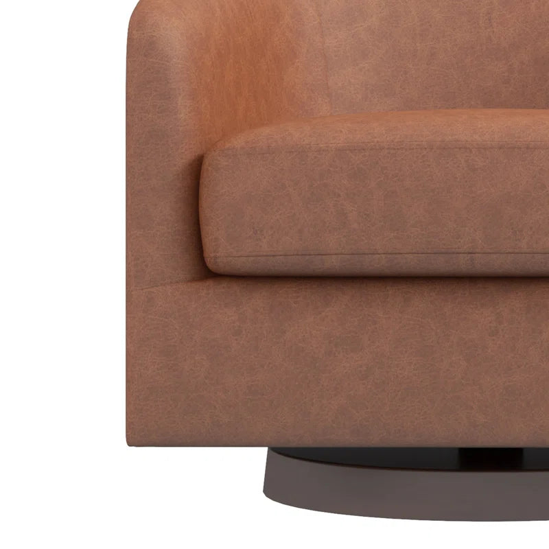 Bennett Genuine Leather Swivel Barrel Chair