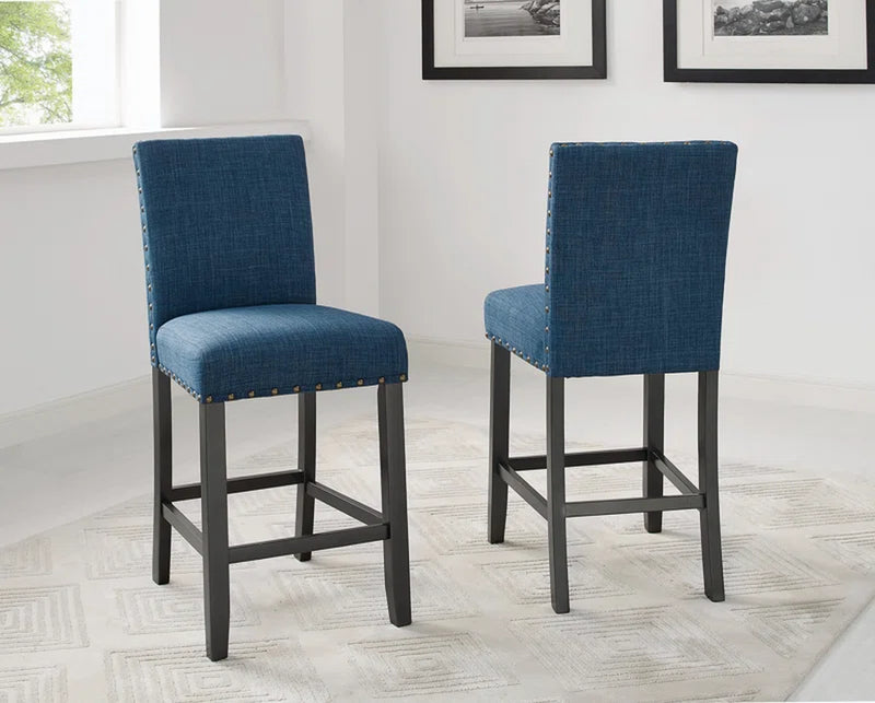 Carliana Fabric Counter Height Stools with Nailhead Trim, Set of 2