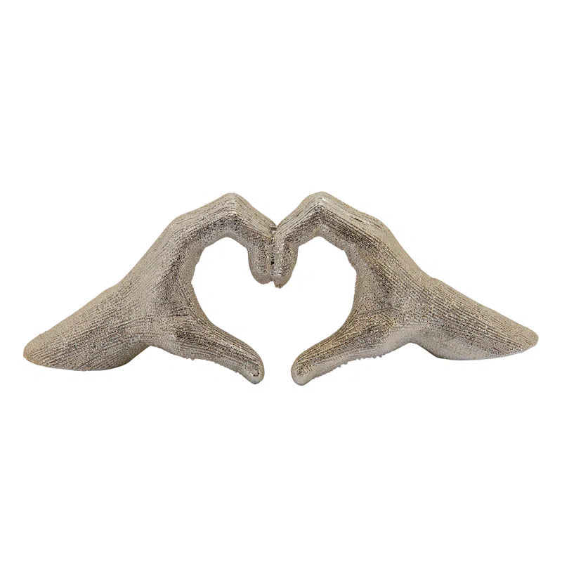 Modern Stoneware Ceramic Hand Heart Decorative Sculpture