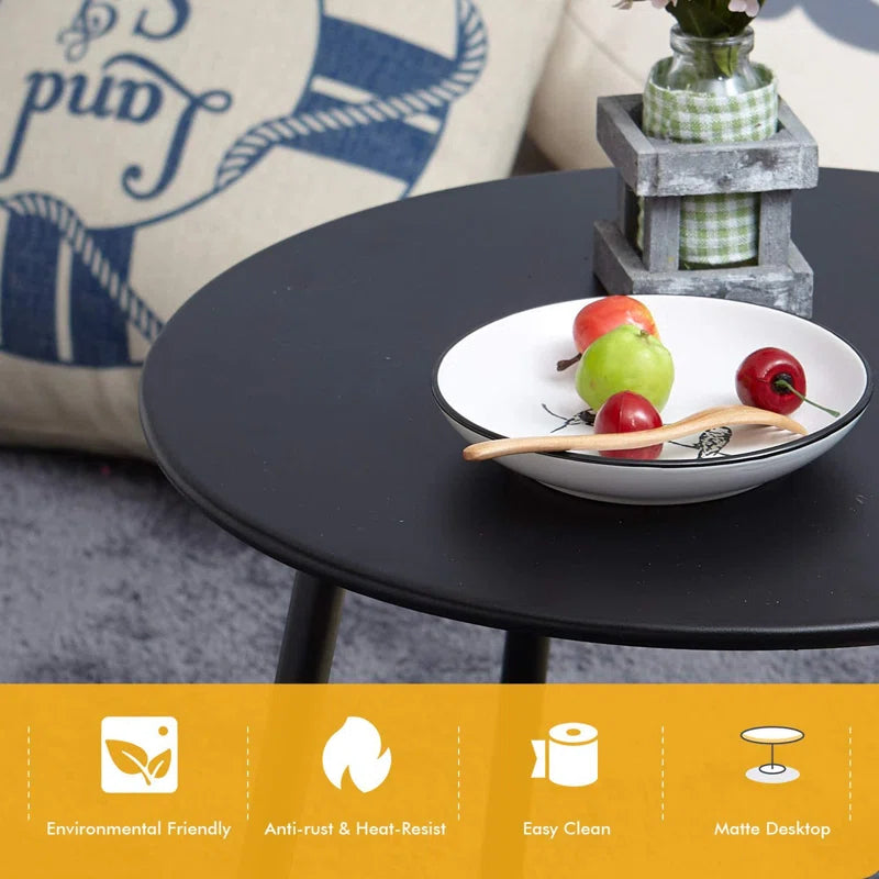 Steel Patio Side Table, Weather Resistant Outdoor round End Table