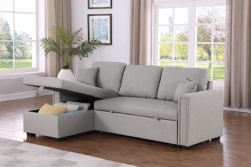 Dishaan Convertible Sleeper Sofa with Reversible Chaise