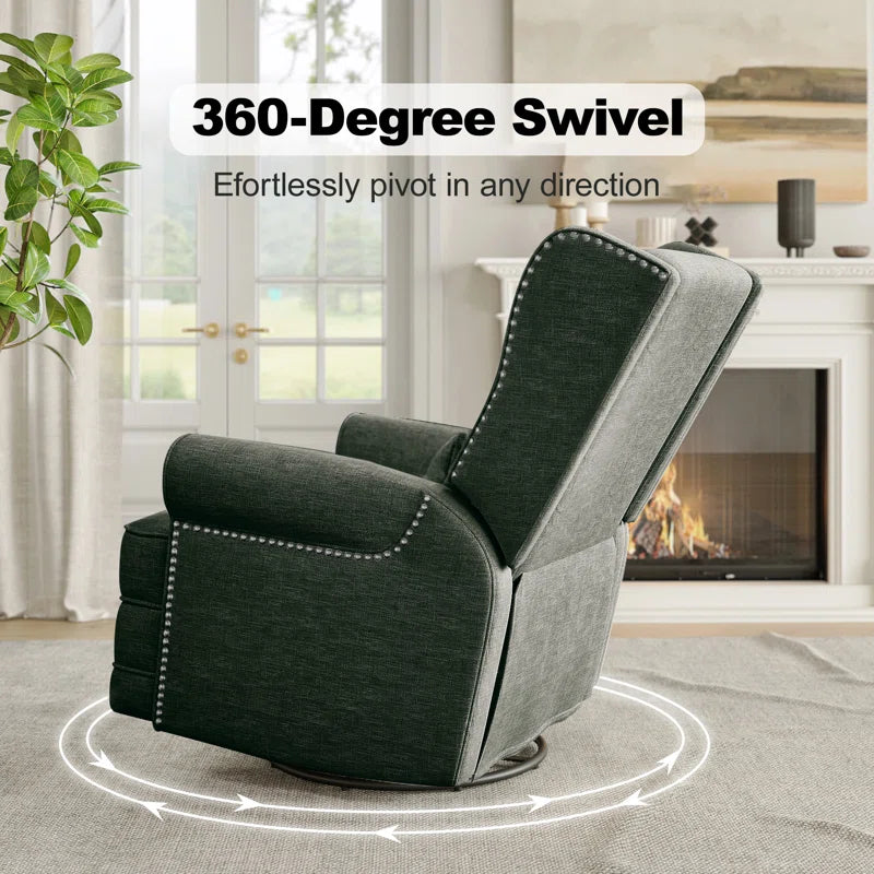 34" Wide Upholstered Manual Swivel Rocking Recliner