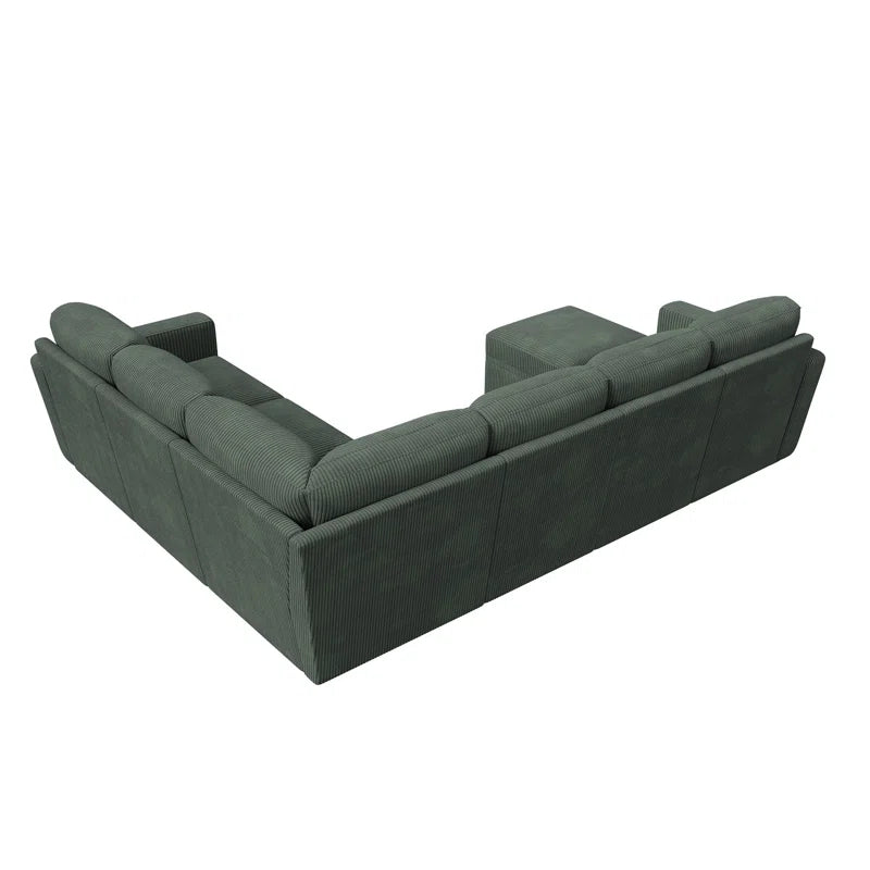 Corduroy Sleeper Sectional U Shaped Modular Sofa Bed with Storage Space