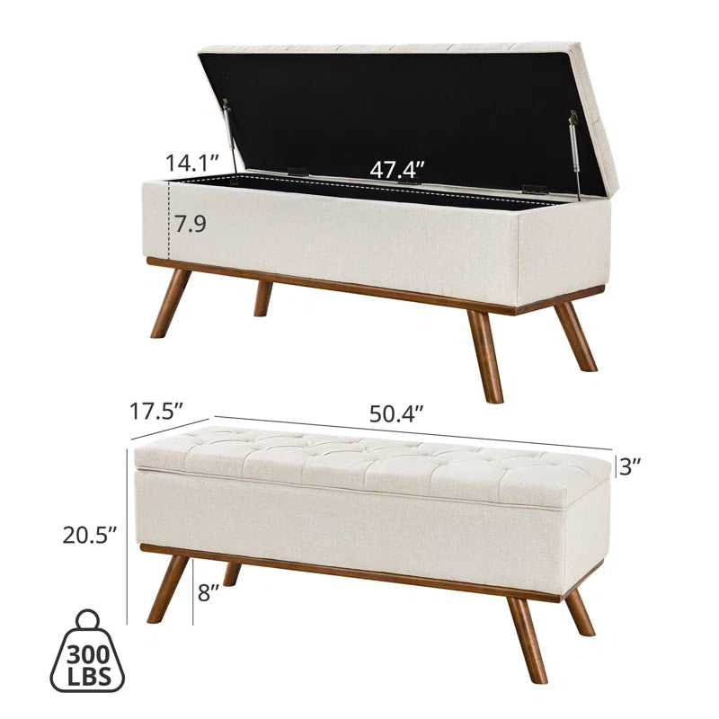 Leaysia Linen Upholstered Storage Bench