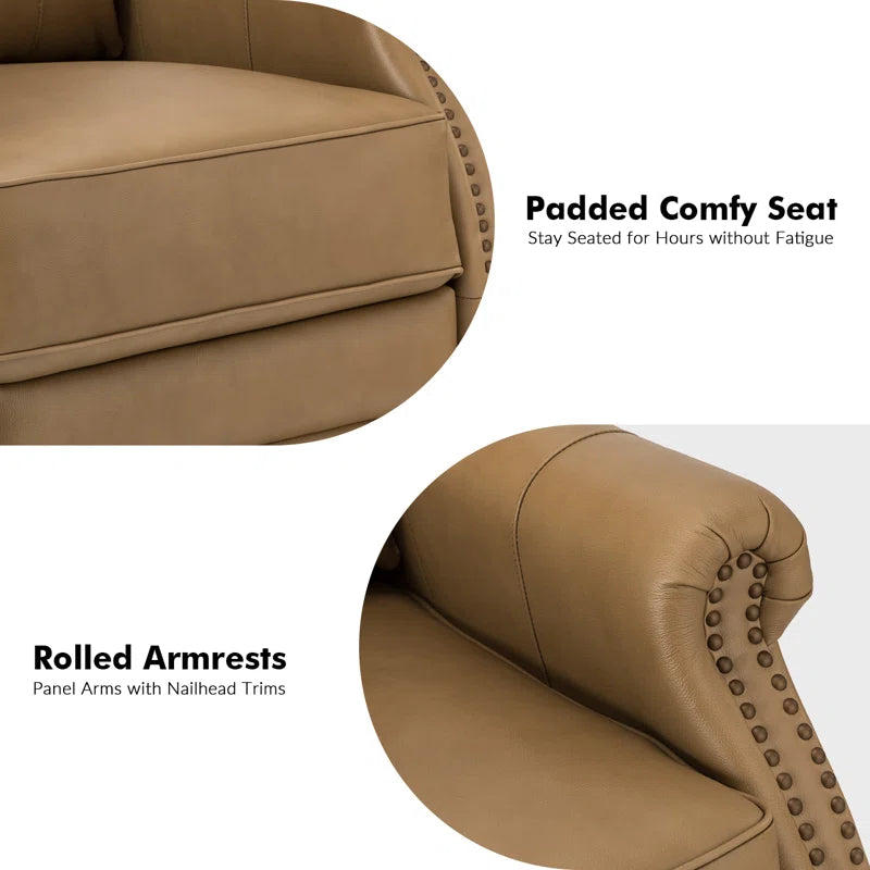 Anouschka 30.5" Wide Swivel Rocking Genuine Leather Manual Recliner
