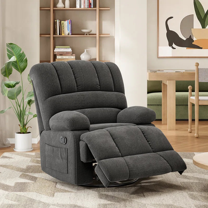 Heald 40.94"W Upholstered Swivel Rocker Recliner