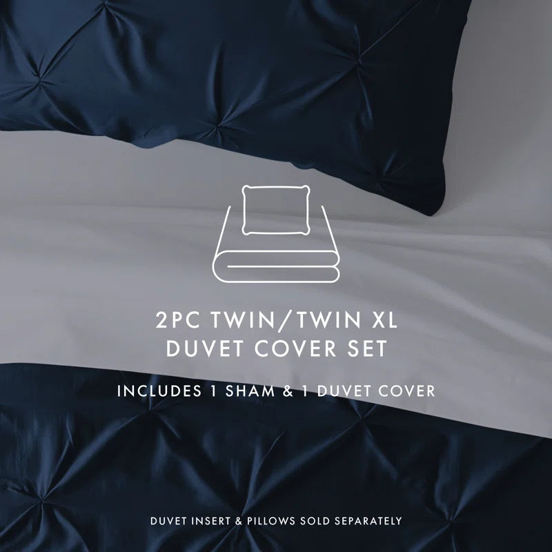 Pinch Pleat Textured Duvet Cover Set