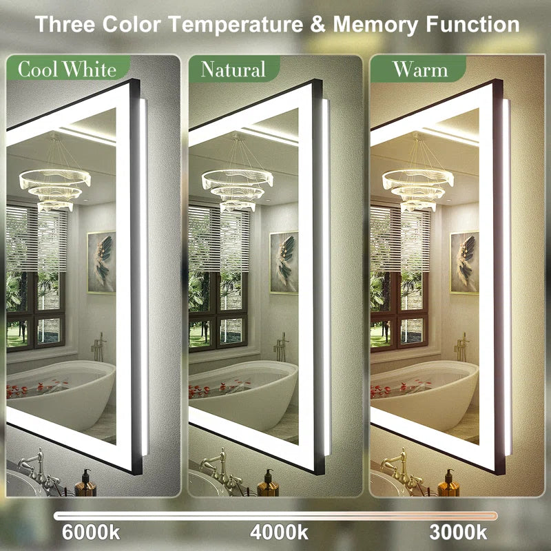 Aevar Super Bright Front & Back LED Lighted Anti-Fog Aluminum Alloy Framed Tempered Glass Bathroom/Vanity Mirror with ETL & 3-Year Warranty