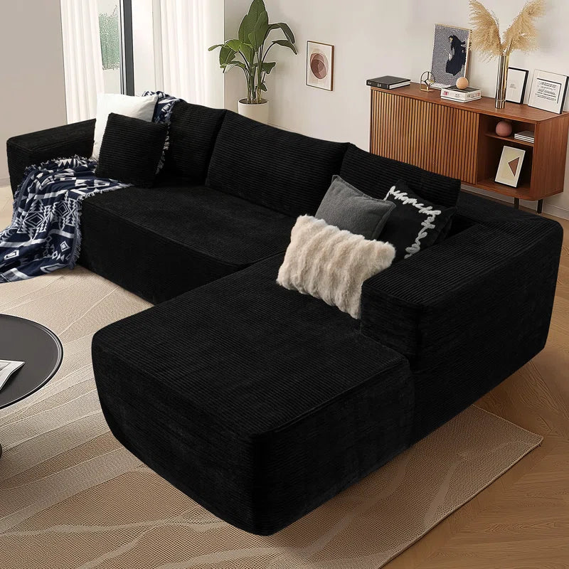 Nathasa 2 - Piece No Assembly Required Upholstery Sofa, Free Combination Cloud Sectional Couch with L-Shape Chaise, Deep Seat Modular Sofa for Living Room Bedroom