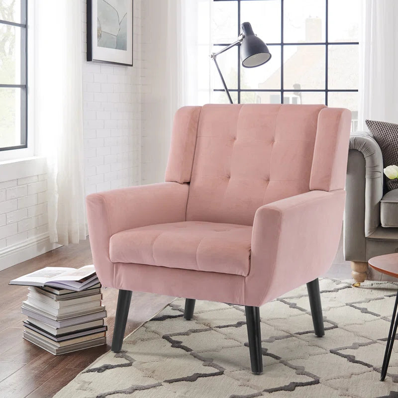 Tufted Upholstered Wide Back Armchair
