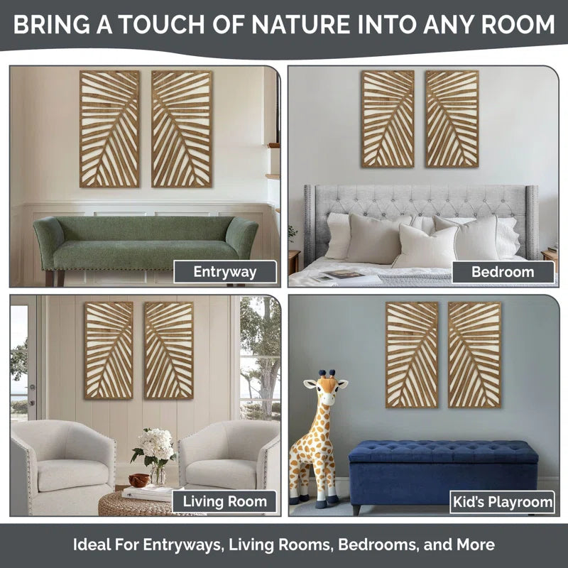 Birch Botanical Two-Tone 2-Piece Wood Panel Wall Decor Set
