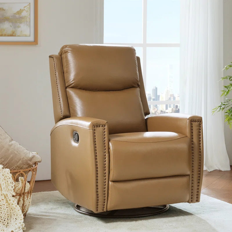 Genuine Leather Swivel Rocker Recliner