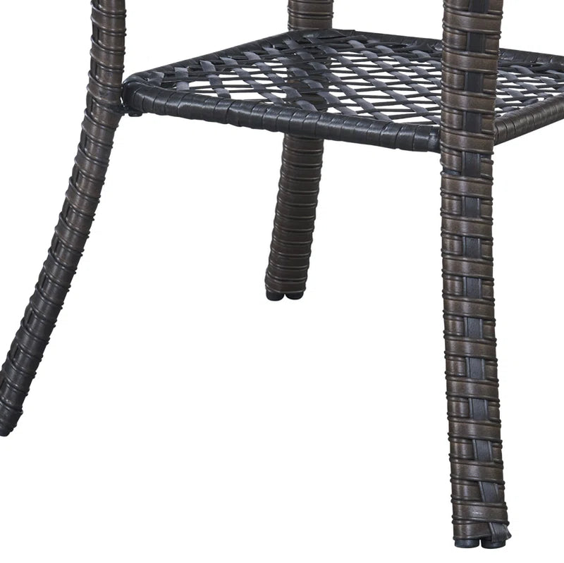 Bonia Wicker Rattan Side Table with Built-In Glass