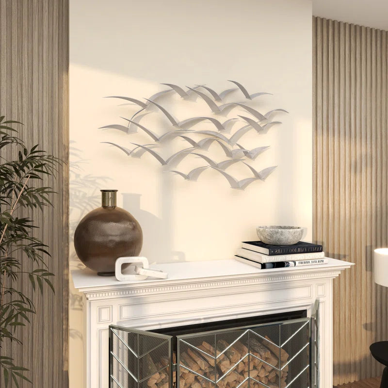 Metal Flying Flock of Bird Home Wall Decor