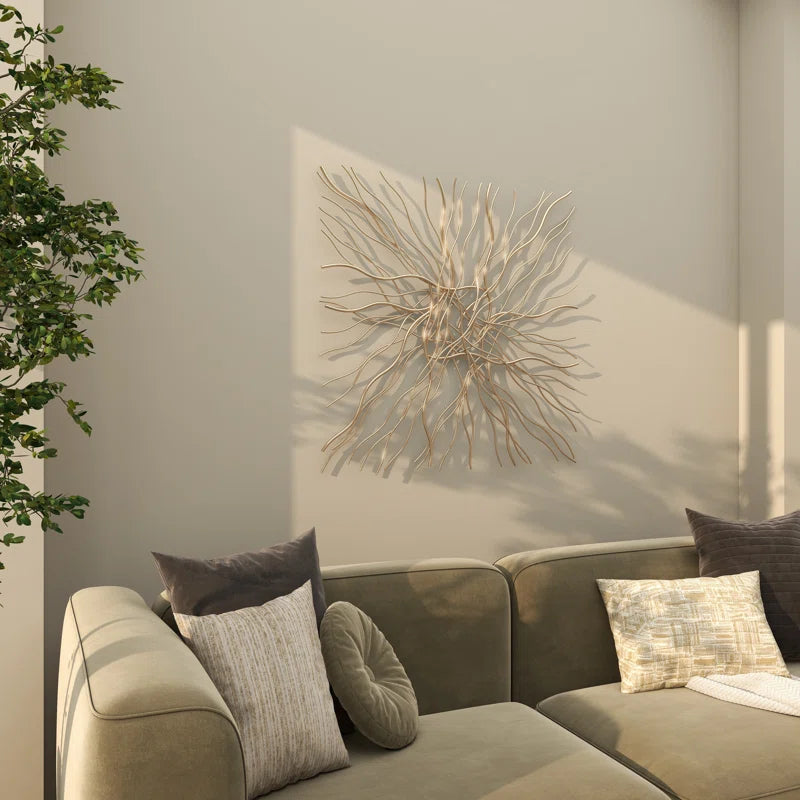 Gold Metal Overlapping Lines Abstract Home Wall Decor