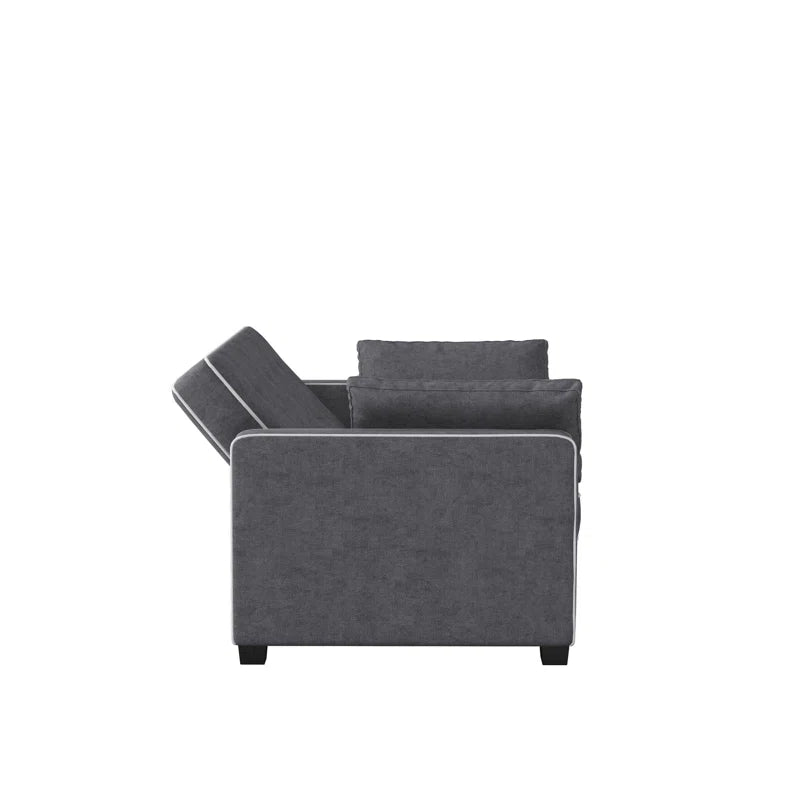 Monroe 72.6" Queen Square Arm Tufted Back Convertible Sleeper Sofa with Cushions