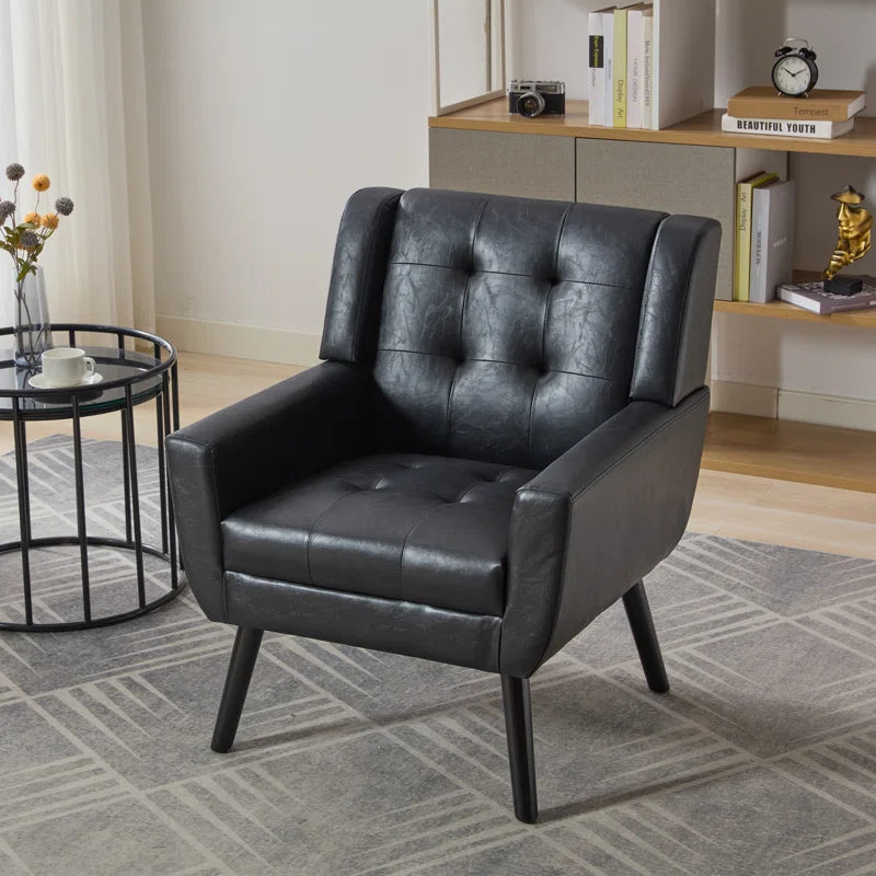 Tufted Upholstered Wide Back Armchair