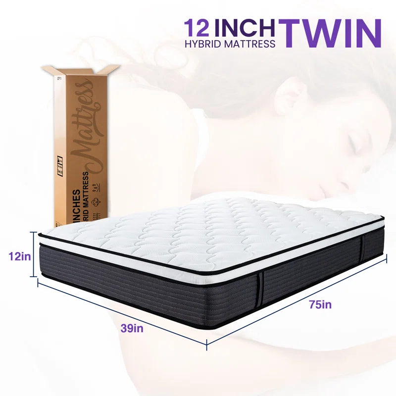 Langione Medium Firm Hybrid and Cooling Foam Mattress, Pressure Relief, and Motion Isolation, Certipur-Us, Mattress in a Box
