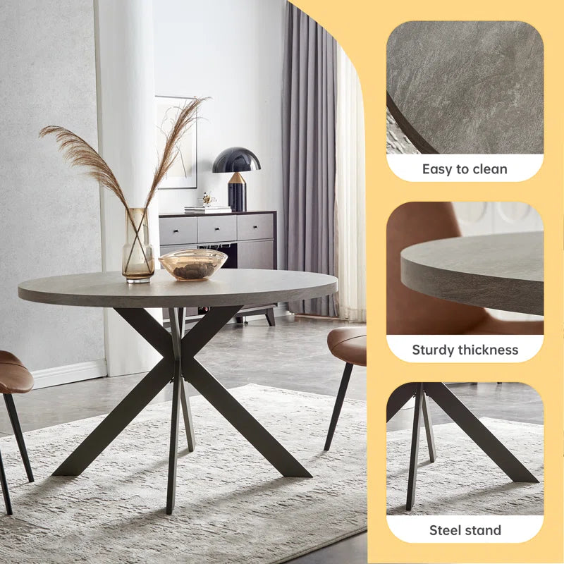 Garrell round Dining Table, Mid-Century round Kitchen Table for 4 Person, Modern Leisure Coffee Table